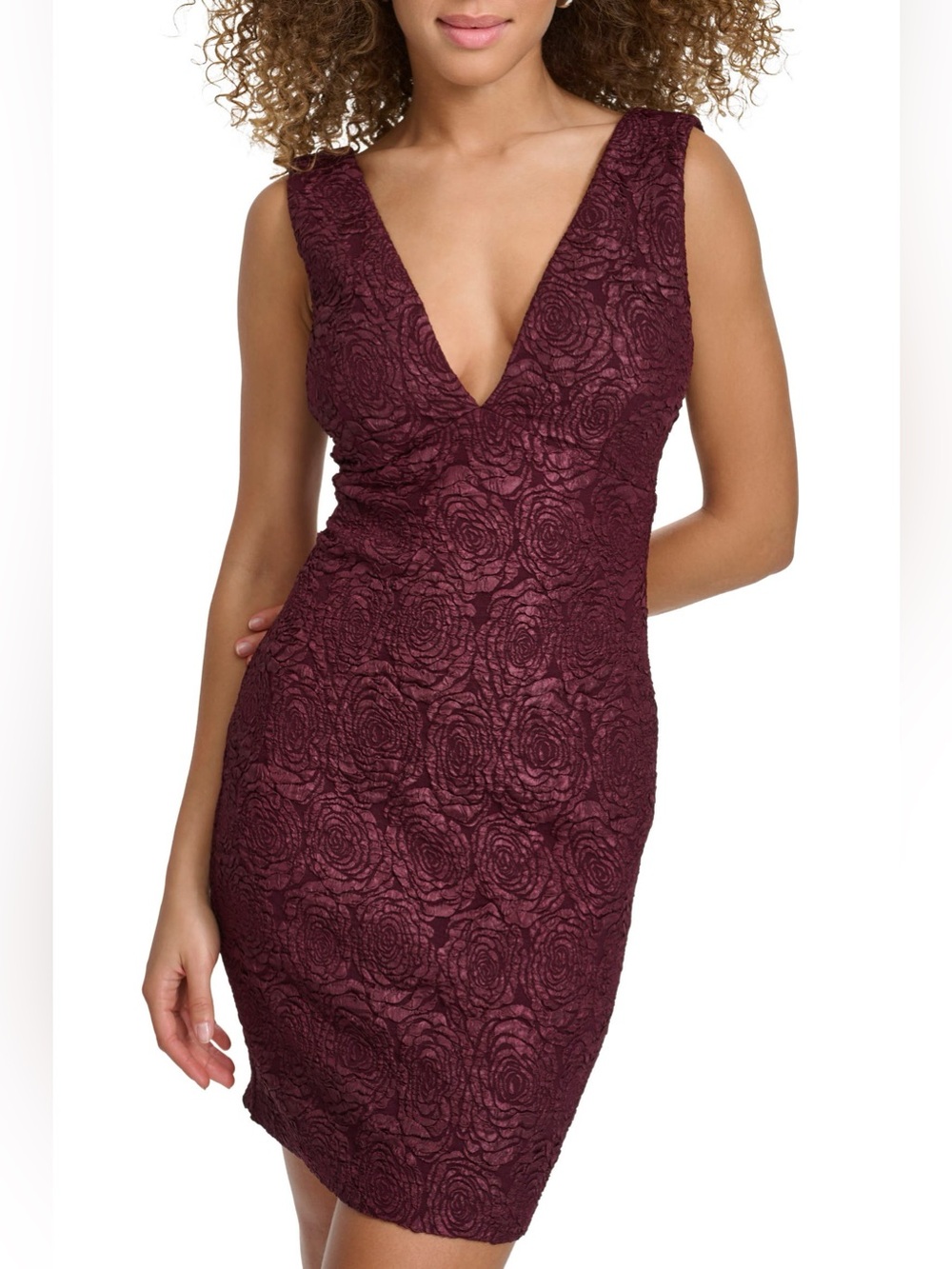 NWT Siena Floral Jacquard Plunge Neck Mini Dress